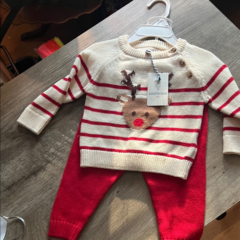 Kids Red and Cream Reindeer Matching Set